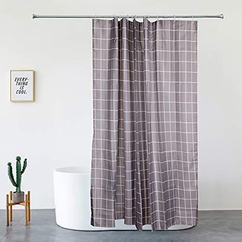 Shower Curtain,Heavy Duty Fabric Shower Curtains,Easy Care Fabric,Reinforced Buttonholes, for Bathroom Showers, Stalls, and Bathtubs, Machine Washable -Gray Grid, 71" x 71"-