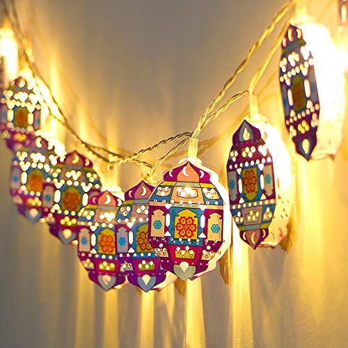Star String Lights for Eid Decorations, Mubarak Ramadan Moon Star Lantern Lamp,10 LEDs Battery Operated Islamic Moon Lights String, Eid Ramadan Decorations for Outdoor Home ,Eid Lantern