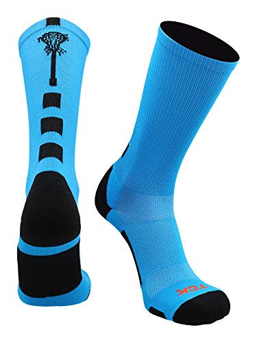 TCK Midline Lacrosse Logo Crew Socks -Electric Blue/Black, Small-