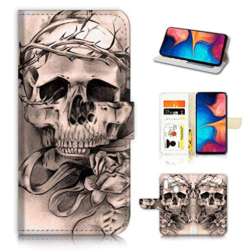 for Samsung A20, A30, Galaxy A20 A30, Designed Flip Wallet Phone Case Cover, A21692 Harrow Skull