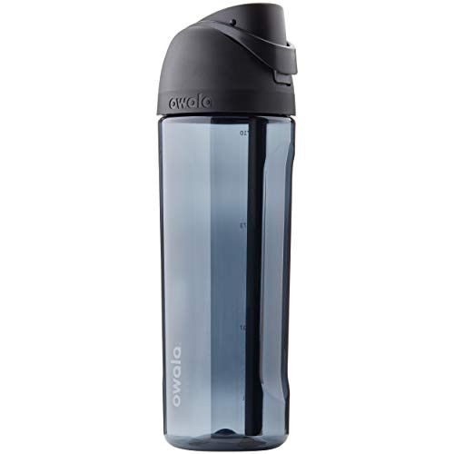 Owala FreeSip Clear Water Bottle with Straw for Sports and Travel, BPA-Free, 25-Ounce, Very, Very Dark