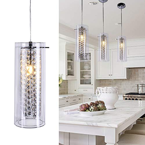 Lingkai Crystal Glass Pendant Light Modern Decorative G9 Chandelier 1-Light Hanging Ceiling Light Fixture