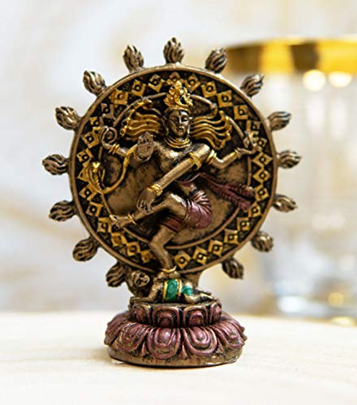 Ebros Eastern Enlightenment Vastu Hindu God Shiva Nataraja Cosmic Dance by Fire Wheel Miniature Figurine 3" Tall Hinduism Supreme Yoga Deity Mini Sculpture Ebros Eastern Enlightenment Vastu Hindu God Shiva Nataraja Cosmic Dance by Fire Wheel Miniature Figurine 3" Tall Hinduism Supreme Yoga Deity Mini Sculpture