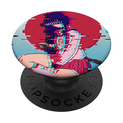 Waifu Anime School Girl - Japanese Aesthetic Vaporwave Anime PopSockets Swappable PopGrip
