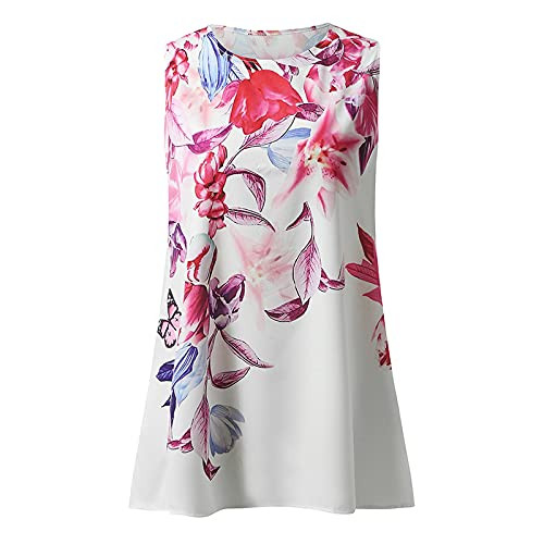 Women Vintage Boho Summer Sleeveless Beach Printing Short Mini Dress White