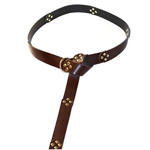 Medieval Leather Ring Belt Renaissance Dressing SCA LARP Costume Cloth-Brown-