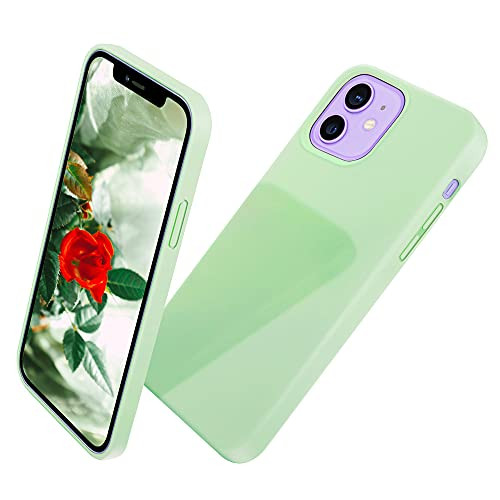 MCFANE Silicone Case Compatible with iPhone 12 Green Case and iPhone 12 Pro Case 6.1 inch, Shockproof Phone Case with Soft Microfiber Lining for iPhone 12, iPhone 12 Pro Green