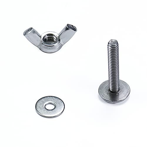 Muzata Stainless Steel Hurricane Hardware, Hurricane Bolts, Sidewalk Bolts with Wing Nut  and  Washers, 1/4'' X 1½" -25Pairs - Bolts, Nuts, and Washers-, FA06