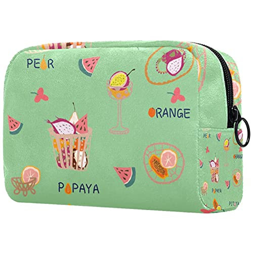 Makeup Toiletry Bag Purse Cosmetic Bag, fruit lemon pear orange papayam pitaya Makeup Toiletry Bag Purse Cosmetic Bag, fruit lemon pear orange papayam pitaya