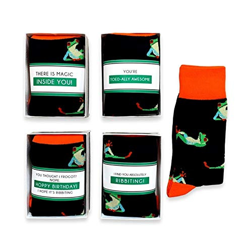 Funny Frog Socks and Wrap For Dad, Boyfriend, Frog animal themed gifts. -kiss me baby-