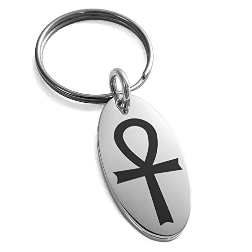 Tioneer Stainless Steel Egyptian Ankh Cross Symbol Small Oval Charm Keychain Keyring Tioneer Stainless Steel Egyptian Ankh Cross Symbol Small Oval Charm Keychain Keyring