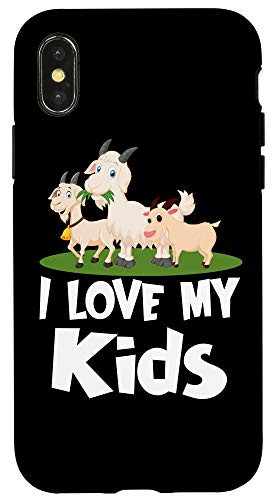 iPhone X/XS Goat Animal Caprine Clothes Farmer Gift I Love My Kids Goat Case