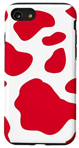 iPhone SE -2020- / 7 / 8 Red Cow Print Spotted Cute Animal Pattern Case