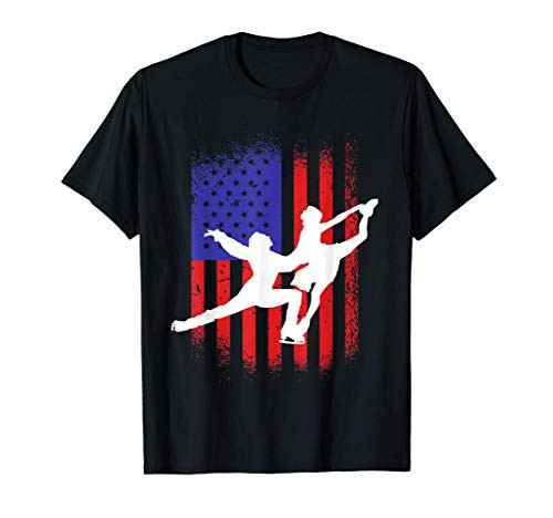 Figure Skating USA America Flag Ice Skating Figure Skater T-Shirt Figure Skating USA America Flag Ice Skating Figure Skater T-Shirt
