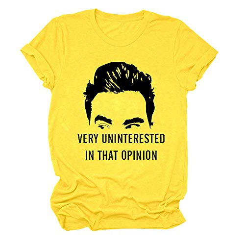 Women Funny T-Shirts Very Uninterested in That Opinion T-Shirt Casual Short Sleeve Tee Top Yellow