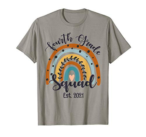 Fourth Grade Squad Student Teacher Boho Rainbow Gift T-Shirt