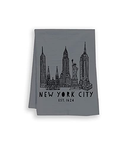 Funny Dish Towel, New York City, Flour Sack Kitchen Towel, Sweet Housewarming Gift, Farmhouse Kitchen Decor, White or Gray -Gray-