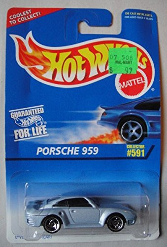 HOT WHEELS LT. BLUE PORSCHE 959 COLLECTOR 591 RAZOR WHEEL COOLEST TO COLLECT CARD