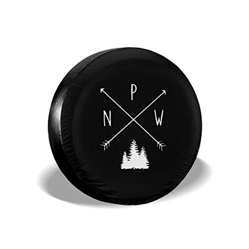 JINYOUR Pine Trees Pacific Northwest PNW with Arrows Spare Tire Cover Wheel Covers for Vehicles