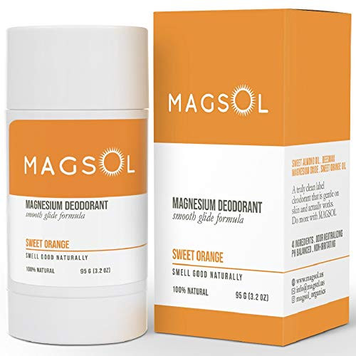 MAGSOL Natural Deodorant for Women  and  Men - Womens Deodorant with Magnesium - Perfect for Ultra Sensitive Skin, Aluminum Free Deodorant for Women, Baking Soda Free -Sweet Orange-