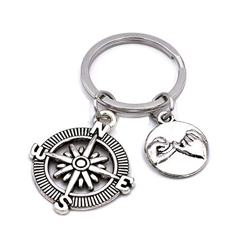1Pcs Long Distance Friendship Keychain, Pinky Promise Keyring, Compass Key Chain,Pinky Swear, Friend -Ancient Silver- 1Pcs Long Distance Friendship Keychain, Pinky Promise Keyring, Compass Key Chain,Pinky Swear, Friend -Ancient Silver-