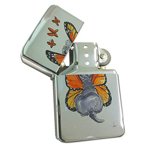 Sunshine Cases Blue and Purple Chunky Kitties Art by Denise Every Lighter Silver Flip-Top Refillable Windproof Survival