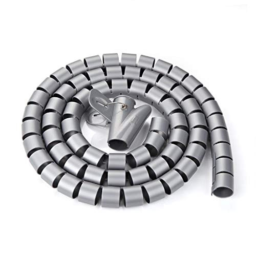 NA 10mm Flexible Cable Organizer Spiral Tube Cable Cable Wrap Computer Manage Cable Gray 3 Meters with Clip