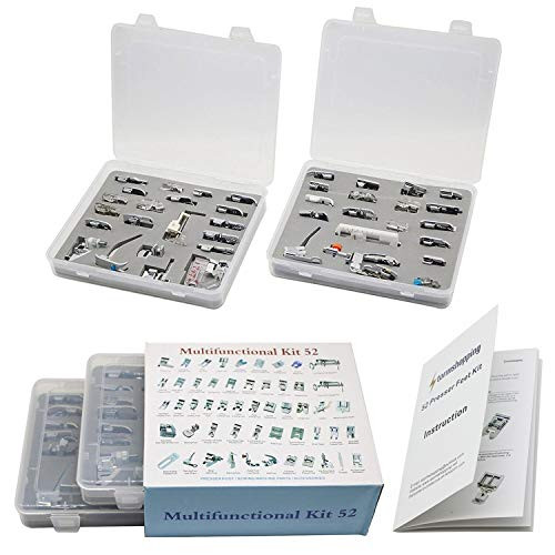 Professional 52pcs Sewing Machine Sewing Foot Presser Foot Presser Feet Set with Manual & Plastic Storage Box for Singer, Brother, Babylock, Janome and Kenmore Low Shank Sewing Machines Professional 52pcs Sewing Machine Sewing Foot Presser Foot Presser Feet Set with Manual & Plastic Storage Box for Singer, Brother, Babylock, Janome and Kenmore Low Shank Sewing Machines