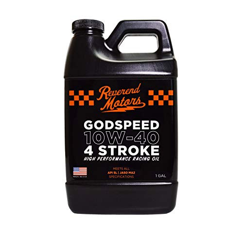 Reverend Motors 10w40 Motorcycle Oil, Full Synthetic High Performance Racing Oil, 4 Stroke Oil - 1 Gallon
