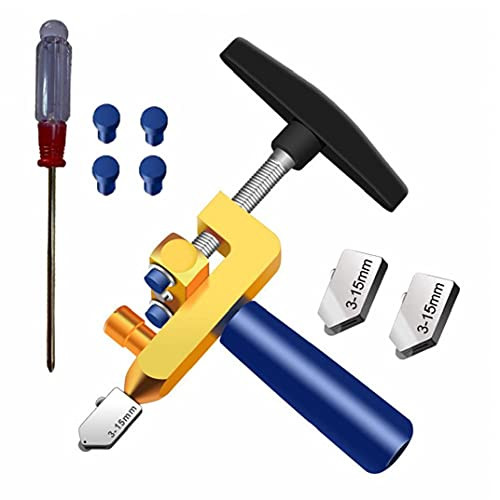 Glass Cutter Tool,2 in 1 Glass Cutting Kit with Extra 2 Cutter Blades, Glass Breaking Pliers Glass Tile Cutter for Glass, Mirror, Ceramic Tile, Glazed Tiles