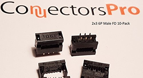 Connectors Pro 10-Pack IDC 2X3 6 Pins 2.54mm Pitch Male Transition Dual Row Plugs for Flat Ribbon Cable, 10-PK FD 6P Connectors Pro 10-Pack IDC 2X3 6 Pins 2.54mm Pitch Male Transition Dual Row Plugs for Flat Ribbon Cable, 10-PK FD 6P