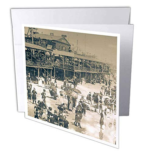 3dRose Vintage Atlantic City New Jersey Boardwalk Ferris Wheel and Beach - Greeting Card, 6 by 6-inch -gc-269836-5-