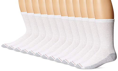 Hanes Mens Crew Socks, 12-Pack -184V12- --24-Pack- Sneaker  and  Shoe Sizes- 12-6 / Sock Sizes-, White-