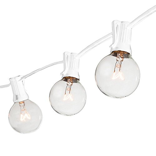 Fulton Illuminations G40 Party String Lights with 50 Outdoor Globe Bulbs for Bedroom or Patio White
