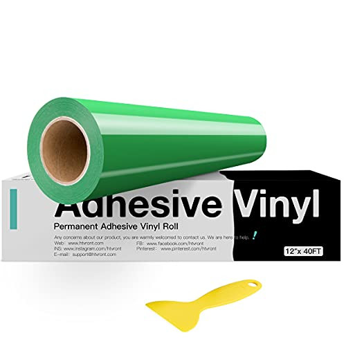 HTVRONT Green Permanent Vinyl, Green Vinyl for Cricut - 12" x 40 FT Green Adhesive Vinyl Roll for Cricut, Silhouette, Cameo Cutters, Signs, Scrapbooking, Craft, Die Cutters -Glossy Green-