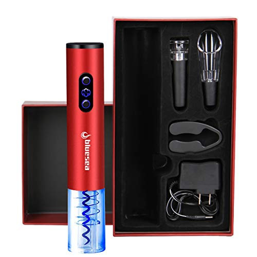 Electric Wine Opener Automatic Corkscrew Wine Bottle Opener Set with Charger, Foil Cutter, Wine Aerator Pourer, Vacuum Stopper