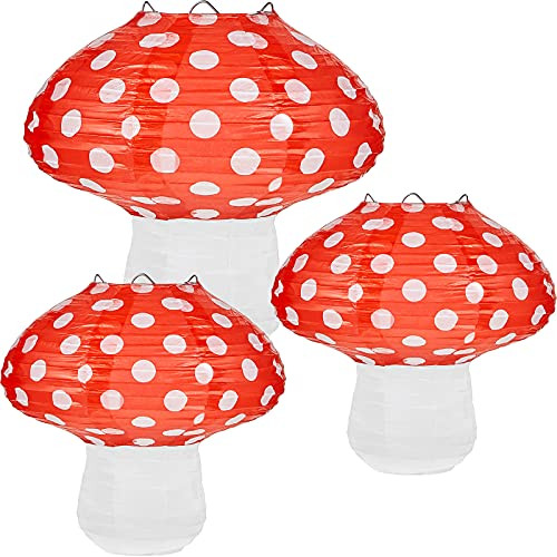 Mushroom Paper Lantern 3D Mushroom Ornament Wonderland Theme Party Supplies Forest Jungle Fairy Tale Decoration for Birthday Wedding Baby Shower Party, 8 Inch, 14 Inch -Red, 3- Mushroom Paper Lantern 3D Mushroom Ornament Wonderland Theme Party Supplies Forest Jungle Fairy Tale Decoration for Birthday Wedding Baby Shower Party, 8 Inch, 14 Inch -Red, 3-