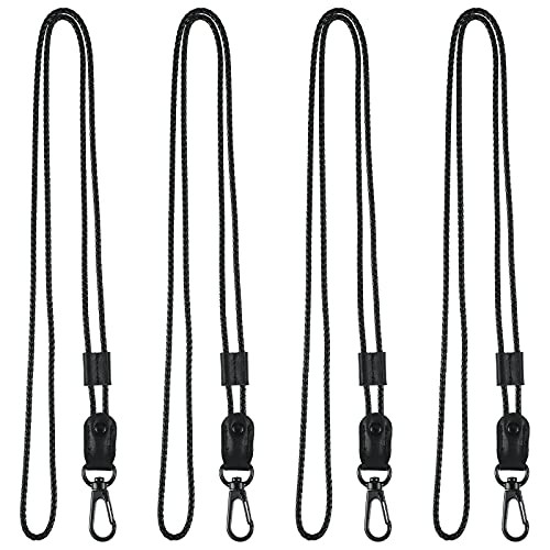 4 Pieces Braided Leather Long Badge Lanyard Adjustable Lanyards Keychain Lanyards PU Necklace Keychain Lanyards for Office Staff Work Student Keys ID Badge Holder