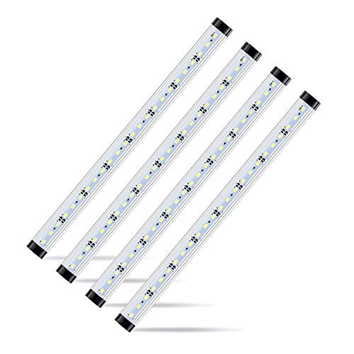 4pcs Motion Sensor LED Under Cabinet Lighting Kit - Extendable Under Counter LED Light Bar for Gun Box, Locker, Closet, Shelf, Reception Desk, Kitchen, Show Case Lighting (5000K Daylight)