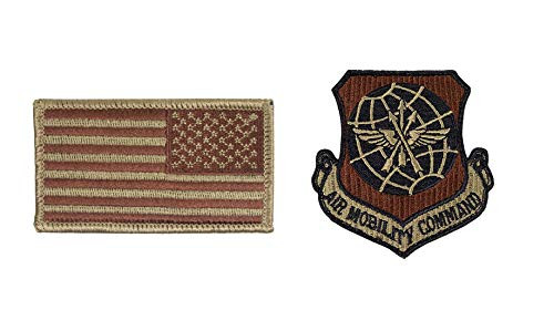 USAF Air Force Air Mobility Command OCP Spice Brown Patch and Reverse Flag Bundle -Military Issued--Veteran Owned Business -Single Bundle-
