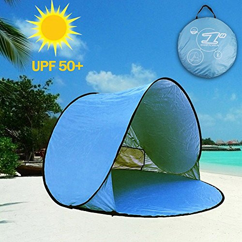 aigo Easy Set-up Beach Tent Automatic Pop Up Instant Beach Shade Portable Outdoors Portable Family Sun Shelter with Carry Case (for 2-3persons)