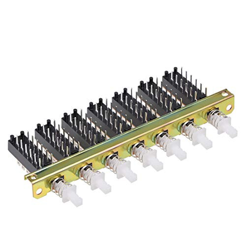 uxcell Interlock Push Button Switch Piano Type 4PDT 12 Pin 7 Row