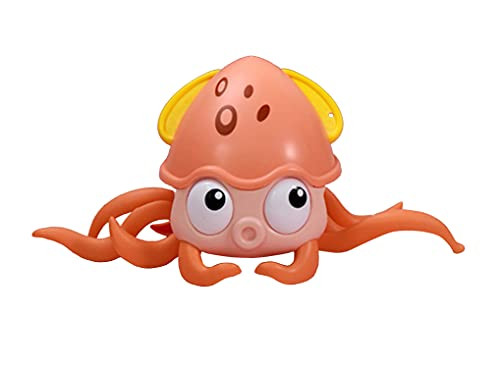 Tianzhongdidian Gift Amphibious Wind up pet Baby Bath Toy Octopus Bath Toy Inertia Crawling Octopus Floating Toy Creative Pull Walking Toy Lushui Children Octopus Toy -Orange-