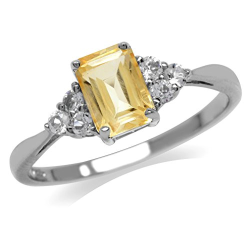 Silvershake Natural Citrine and White Cubic Zirconia 925 Sterling Silver Engagement Ring Size 7 Silvershake Natural Citrine and White Cubic Zirconia 925 Sterling Silver Engagement Ring Size 7