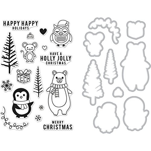 Hero Arts Holiday Animals Unmounted Clear Stamp & Die Combo Set (SB131)