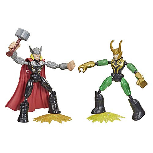 Avengers Marvel Bend and Flex Thor Vs. Loki Action Figure Toys, 6-Inch Flexible Figures, Includes 2 Accessories, Ages 4 and Up