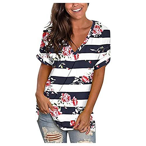 TOWMUS Womens Plus Size V Neck Lace Tunic Tops Casual Loose Short Sleeve Flowy Tunic Blouses Shirts Women Tops Summer Casual Short Sleeve Sunflower Graphic Tees Workout Shirts Loose Fit White