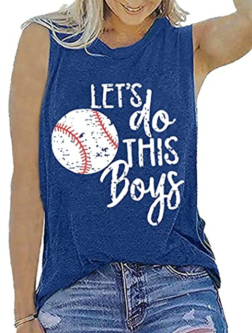 Baseball Mom Tank Tops Baseball Love Graphic Tee Shirts Women Summer Letter Print Sleeveless Shirt -Blue-3, XX-Large-