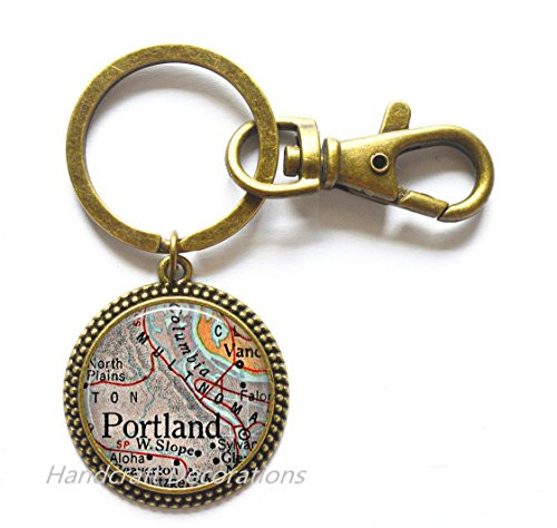Charming Keychain,Portland, Oregon map Key Ring, Portland map Keychain, Portland map Key Ring, map jewelry,AO223