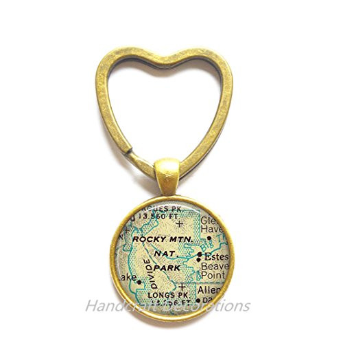 Charming Heart Keychain Rocky Mountain National Park map Heart Keychain, Rocky Mountain map Key Ring charm, map jewelry,A0097 Charming Heart Keychain Rocky Mountain National Park map Heart Keychain, Rocky Mountain map Key Ring charm, map jewelry,A0097